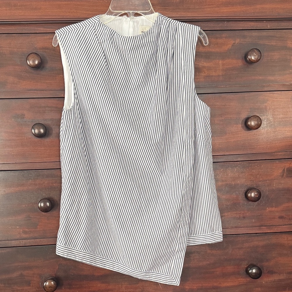 Maeve Black and White Striped Sleeveless Blouse